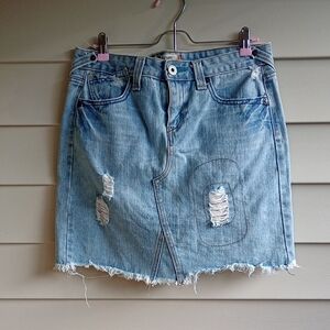 Levi's Denim Mini Skirt with‎ Distressed Accents